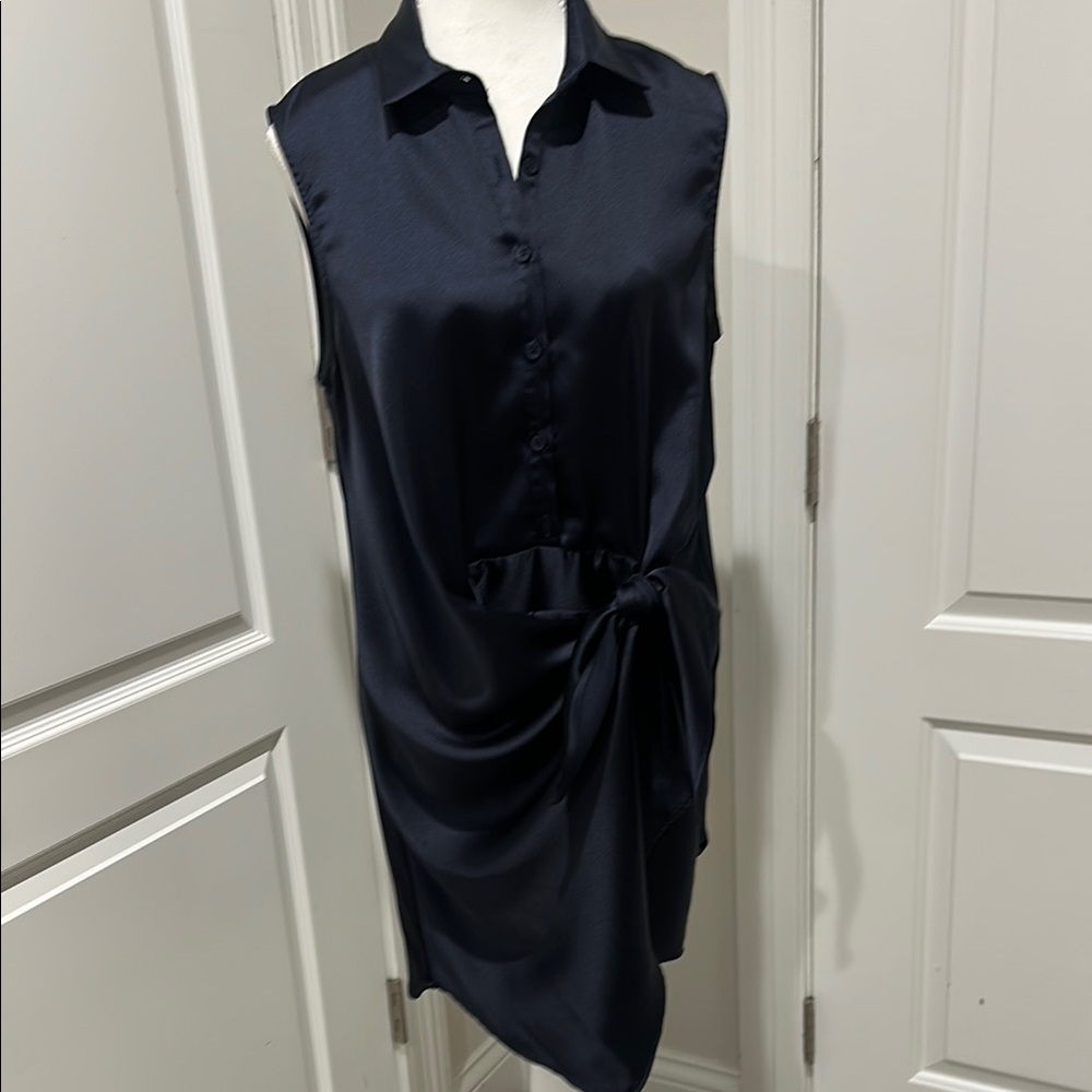 Aqua Black Asymmetrical Sheath Dress Cocktail